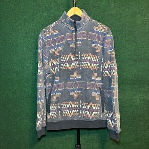 Men's Aztec Print Quarter-Zip Pullover Sweater - Slate Blue